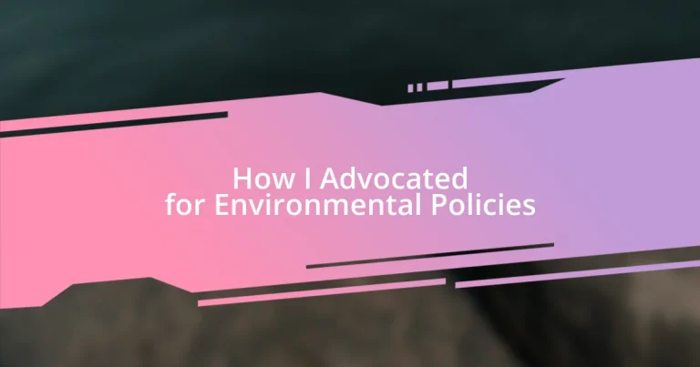 How I Advocated for Environmental Policies