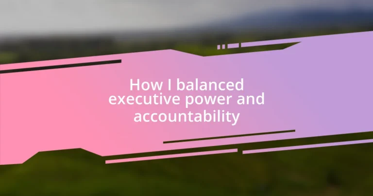 How I balanced executive power and accountability