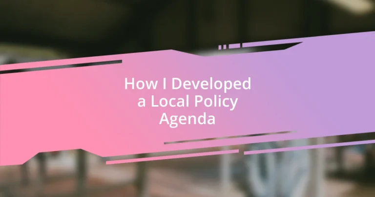 How I Developed a Local Policy Agenda