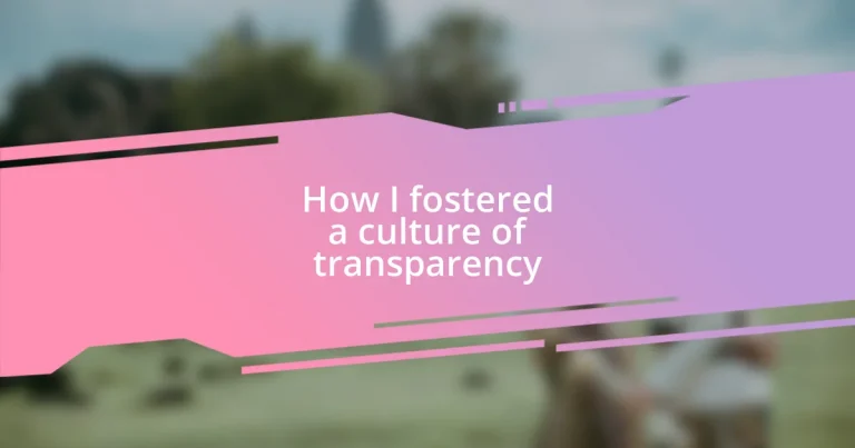 How I fostered a culture of transparency