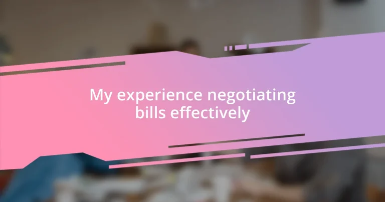 My experience negotiating bills effectively