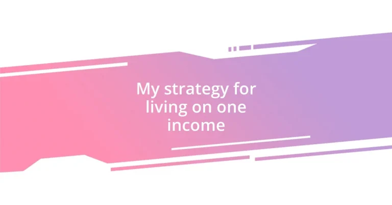 My strategy for living on one income