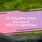 My thoughts about the role of NGOs in diplomacy