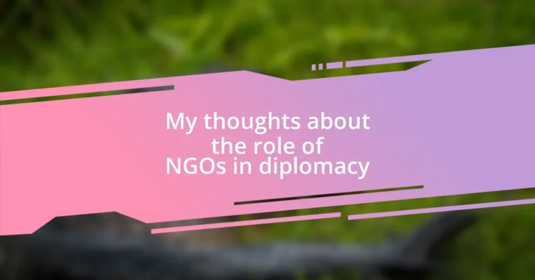 My thoughts about the role of NGOs in diplomacy