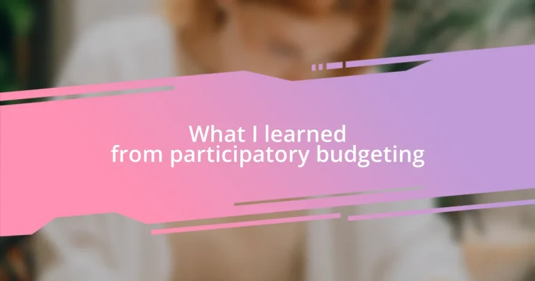 What I learned from participatory budgeting