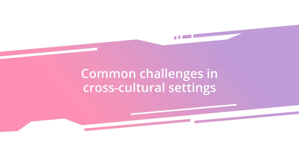 Common challenges in cross-cultural settings